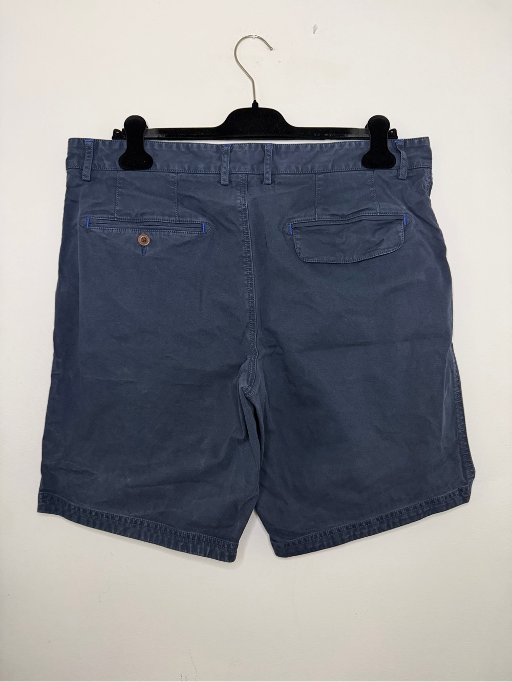 Robert Graham Slate Blue Flat-Front Cotton Shorts - Picture 2 of 7